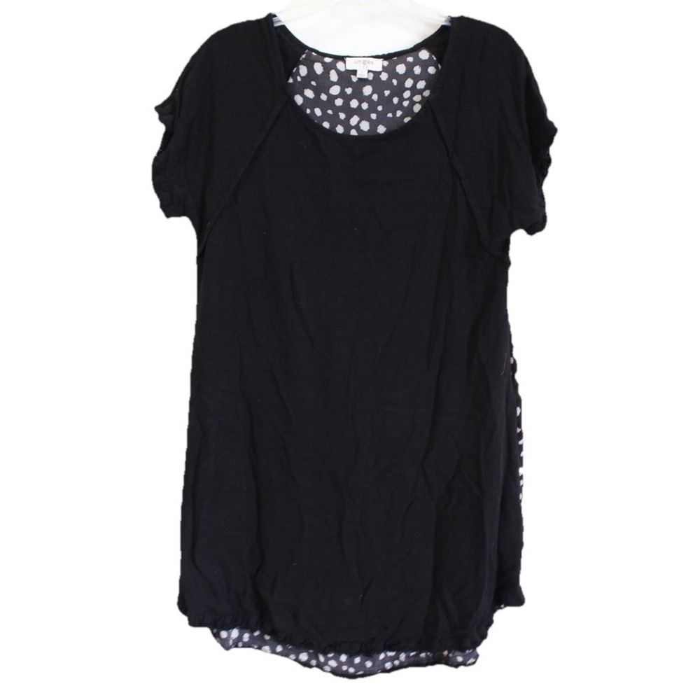 Umgee USA Black Spotted Dress Size XL RAW HEM - Picture 2 of 9